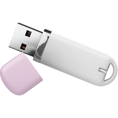 USB-Stick StylishDrive 2.0 , weiß / zartrosa MB , 4 GB , Gummiplastik, Kunststoff MB , 6,20cm x 0,75cm x 2,00cm (Länge x Höhe x Breite), Bild 1