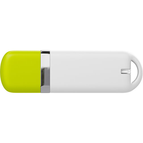 USB-Stick StylishDrive 2.0 , weiß / hellgrün MB , 4 GB , Gummiplastik, Kunststoff MB , 6,20cm x 0,75cm x 2,00cm (Länge x Höhe x Breite), Bild 2