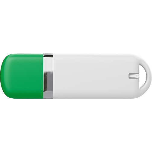 USB-Stick StylishDrive 2.0 , weiß / grün MB , 4 GB , Gummiplastik, Kunststoff MB , 6,20cm x 0,75cm x 2,00cm (Länge x Höhe x Breite), Bild 2