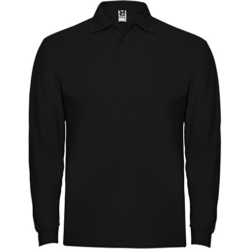 Estrella Langarm Poloshirt Für Herren , schwarz, Piqué Strick 100% Baumwolle, 220 g/m2, S, , Bild 1