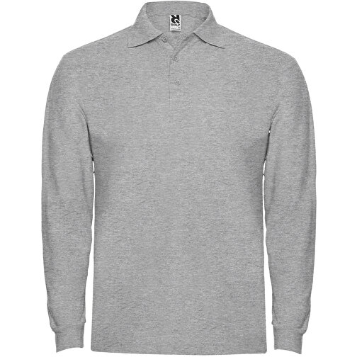 Estrella Langarm Poloshirt Für Herren , marl grey, Piqué Strick 100% Baumwolle, 220 g/m2, M, , Bild 1