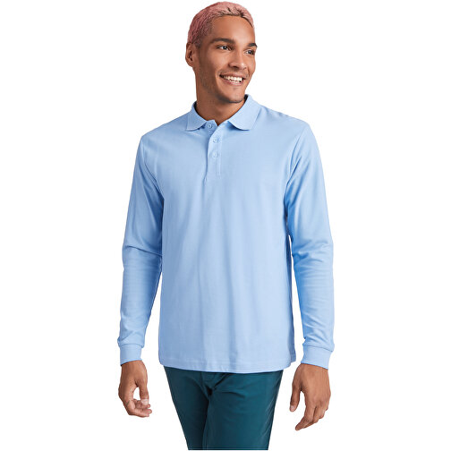 Estrella Langarm Poloshirt Für Herren , himmelblau, Piqué Strick 100% Baumwolle, 220 g/m2, 3XL, , Bild 4