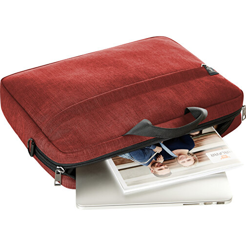 Notebook-Tasche EUROPE , Halfar, rot meliert, rPET melange, 8,00cm x 29,00cm x 39,00cm (Länge x Höhe x Breite), Bild 4