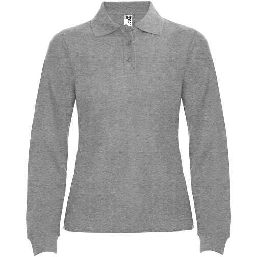 Estrella Langarm Poloshirt Für Damen , marl grey, Piqué Strick 100% Baumwolle, 220 g/m2, 3XL, , Bild 1
