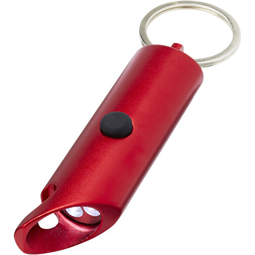 Flare IPX-LED-Lampe Und Flaschenöffner Aus Recyceltem Aluminium Mit Schlüsselanhänger , rot, Recycled Aluminium, 8,50cm (Länge), Bild 1