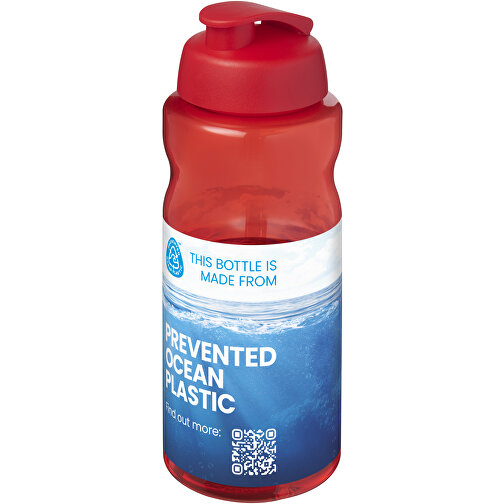 H2O Active® Eco Big Base 1L Sportflasche Mit Klappdeckel , rot, PCR Kunststoff, PP Kunststoff, 22,10cm (Höhe), Bild 2