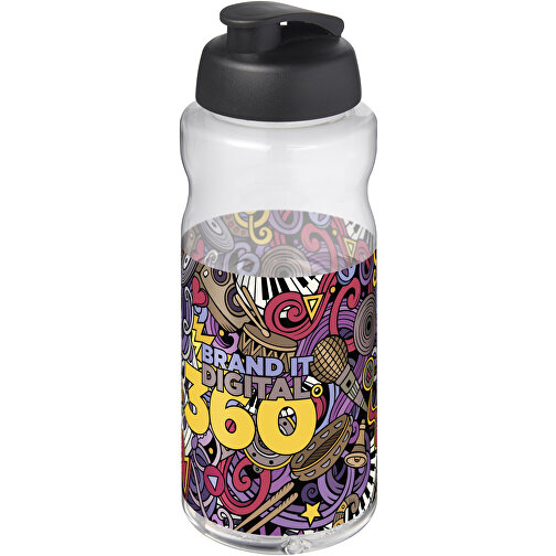 H2O Active® Big Base 1L Sportflasche Mit Klappdeckel , schwarz, PET Kunststoff, PP Kunststoff, 22,10cm (Höhe), Bild 2