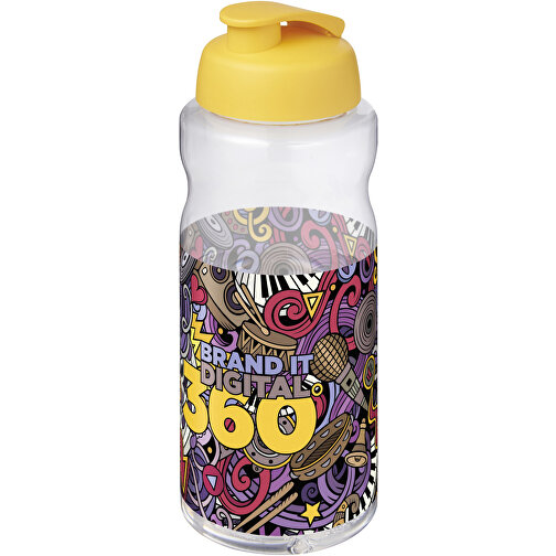 H2O Active® Big Base 1L Sportflasche Mit Klappdeckel , gelb, PET Kunststoff, PP Kunststoff, 22,10cm (Höhe), Bild 2