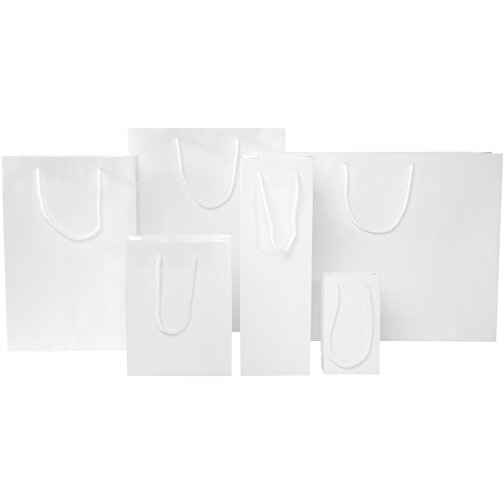 Handgefertigte 170 G/m² Integra-Papiertüte Mit Kunststoffgriffen – Klein , weiß, Recyceltes Papier, 170 g/m2, 9,50cm x 17,00cm x 4,00cm (Länge x Höhe x Breite), Bild 8