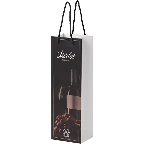Bolsa para botella de vino de papel integra 170 g/m2 hecha a mano con asas de plástico, Imagen 1