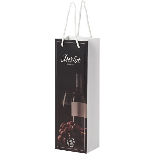 Sacchetto in carta integra da 170 g/m2 per bottiglia di vino realizzato a mano con manici di plastic, Immagine 1