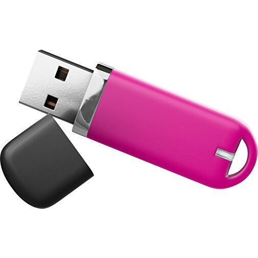 USB-Stick StylishDrive 2.0 , pink /schwarz MB , 2 GB , Gummiplastik, Kunststoff MB , 6,20cm x 0,75cm x 2,00cm (Länge x Höhe x Breite), Bild 1