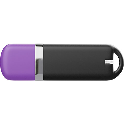 USB-Stick StylishDrive 2.0 , schwarz / lavendellila MB , 2 GB , Gummiplastik, Kunststoff MB , 6,20cm x 0,75cm x 2,00cm (Länge x Höhe x Breite), Bild 2