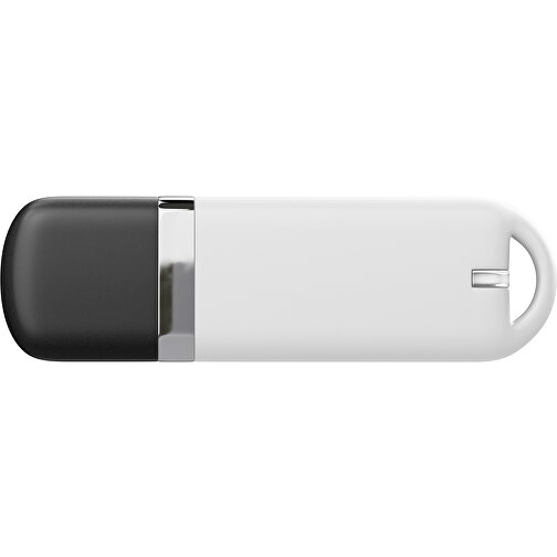 USB-Stick StylishDrive 2.0 , weiß / schwarz MB , 2 GB , Gummiplastik, Kunststoff MB , 6,20cm x 0,75cm x 2,00cm (Länge x Höhe x Breite), Bild 2