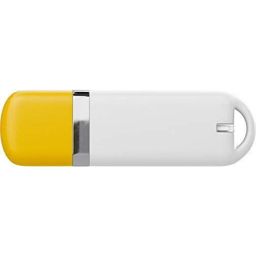 USB-Stick StylishDrive 2.0 , weiß / sonnengelb MB , 2 GB , Gummiplastik, Kunststoff MB , 6,20cm x 0,75cm x 2,00cm (Länge x Höhe x Breite), Bild 2