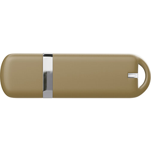 USB-Stick StylishDrive 2.0 , gold MB , 1 GB , Gummiplastik, Kunststoff MB , 6,20cm x 0,75cm x 2,00cm (Länge x Höhe x Breite), Bild 2