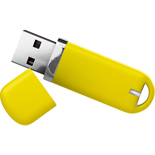 USB-Stick StylishDrive 2.0 , gelb MB , 1 GB , Gummiplastik, Kunststoff MB , 6,20cm x 0,75cm x 2,00cm (Länge x Höhe x Breite), Bild 1