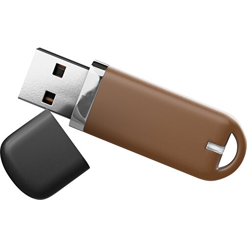 USB-Stick StylishDrive 2.0 , dunkelbraun /schwarz MB , 1 GB , Gummiplastik, Kunststoff MB , 6,20cm x 0,75cm x 2,00cm (Länge x Höhe x Breite), Bild 1