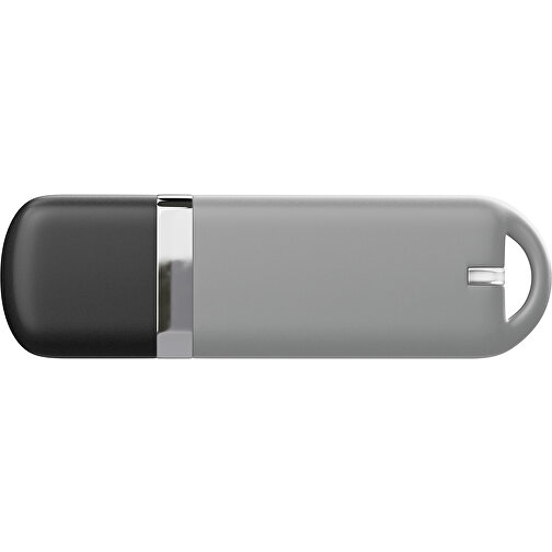 USB-Stick StylishDrive 2.0 , grau /schwarz MB , 1 GB , Gummiplastik, Kunststoff MB , 6,20cm x 0,75cm x 2,00cm (Länge x Höhe x Breite), Bild 2