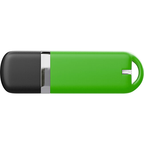 USB-Stick StylishDrive 2.0 , grasgrün /schwarz MB , 1 GB , Gummiplastik, Kunststoff MB , 6,20cm x 0,75cm x 2,00cm (Länge x Höhe x Breite), Bild 2