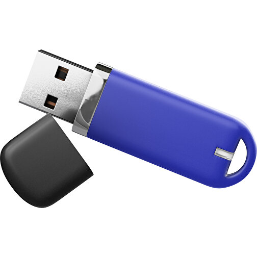 USB-Stick StylishDrive 2.0 , blau /schwarz MB , 1 GB , Gummiplastik, Kunststoff MB , 6,20cm x 0,75cm x 2,00cm (Länge x Höhe x Breite), Bild 1