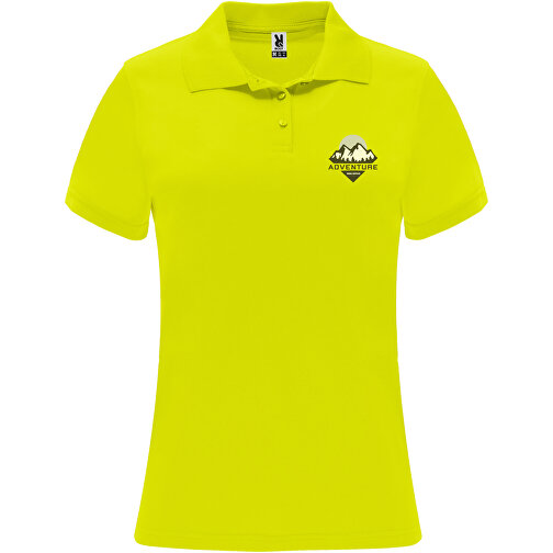 Monzha Sport Poloshirt Für Damen , fluor yellow, Piqué Strick 100% Polyester, 150 g/m2, 2XL, , Bild 2