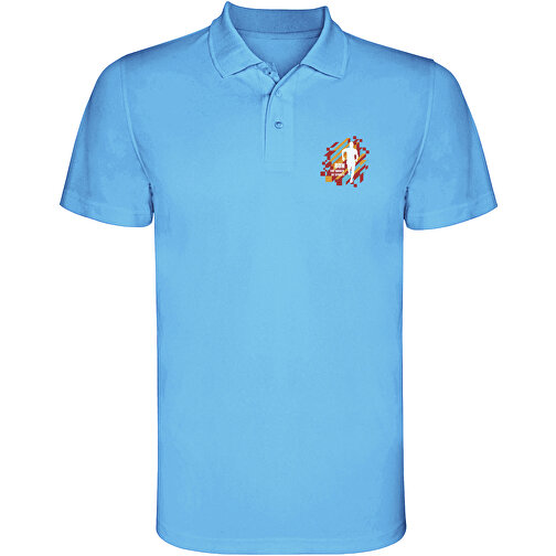 Monzha Sport Poloshirt Für Herren , türkis, Piqué Strick 100% Polyester, 150 g/m2, 2XL, , Bild 2