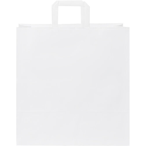 Kraftpapiertasche 80-90 G/m² Mit Flachen Griffen – XL , weiß, Kraftpapier, 34,00cm x 35,00cm x 20,00cm (Länge x Höhe x Breite), Bild 2