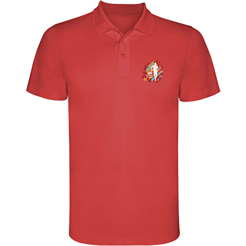 Monzha Sport Poloshirt Für Herren , rot, Piqué Strick 100% Polyester, 150 g/m2, XL, , Bild 2