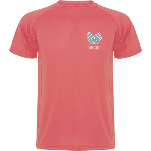 Montecarlo Sport T-Shirt Für Herren , fluor coral, Piqué Strick 100% Polyester, 150 g/m2, L, , Bild 2