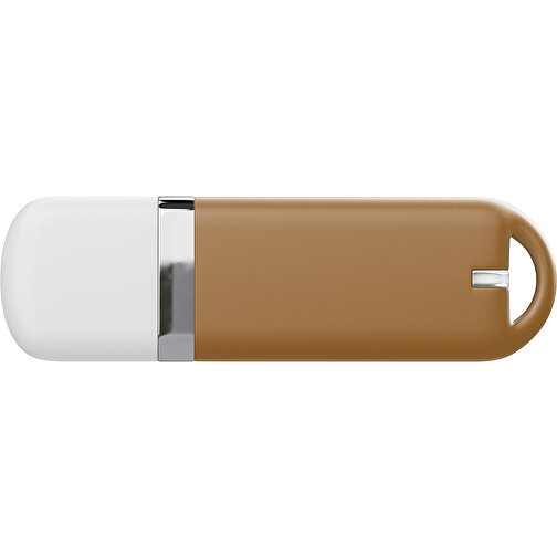 USB-Stick StylishDrive 2.0 , erdbraun / weiß MB , 1 GB , Gummiplastik, Kunststoff MB , 6,20cm x 0,75cm x 2,00cm (Länge x Höhe x Breite), Bild 2