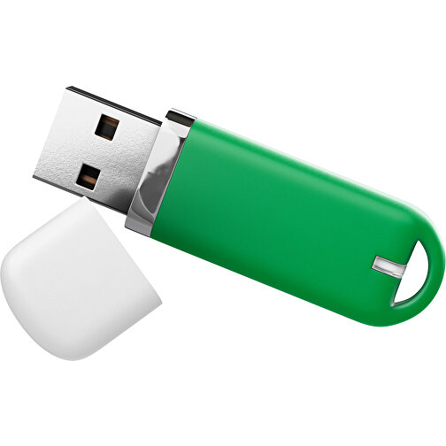 USB-Stick StylishDrive 2.0 , grün / weiß MB , 1 GB , Gummiplastik, Kunststoff MB , 6,20cm x 0,75cm x 2,00cm (Länge x Höhe x Breite), Bild 1