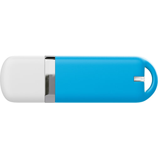 USB-Stick StylishDrive 2.0 , himmelblau / weiß MB , 1 GB , Gummiplastik, Kunststoff MB , 6,20cm x 0,75cm x 2,00cm (Länge x Höhe x Breite), Bild 2