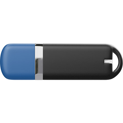 USB-Stick StylishDrive 2.0 , schwarz / dunkelblau MB , 1 GB , Gummiplastik, Kunststoff MB , 6,20cm x 0,75cm x 2,00cm (Länge x Höhe x Breite), Bild 2