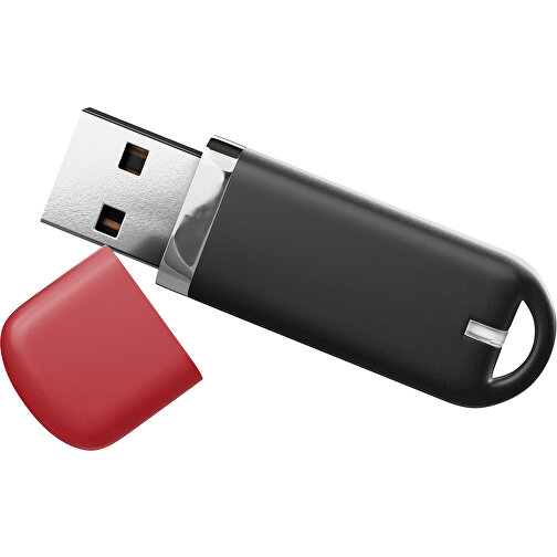 USB-Stick StylishDrive 2.0 , schwarz / weinrot MB , 1 GB , Gummiplastik, Kunststoff MB , 6,20cm x 0,75cm x 2,00cm (Länge x Höhe x Breite), Bild 1