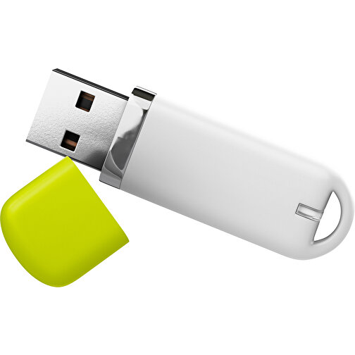 USB-Stick StylishDrive 2.0 , weiß / hellgrün MB , 1 GB , Gummiplastik, Kunststoff MB , 6,20cm x 0,75cm x 2,00cm (Länge x Höhe x Breite), Bild 1