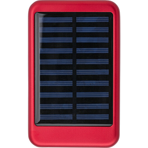Aluminium Solar Powerbank Drew , rot, Aluminium, Metall, 12,50cm x 1,30cm x 7,80cm (Länge x Höhe x Breite), Bild 3