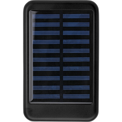 Aluminium Solar Powerbank Drew , schwarz, Aluminium, Metall, 12,50cm x 1,30cm x 7,80cm (Länge x Höhe x Breite), Bild 2