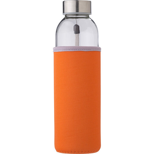 Glasflasche (500ml) Mit Einem Neoprenhülle Nika , orange, Glas, Neopren, Edelstahl 201, , Bild 1