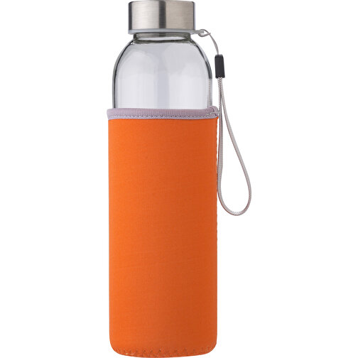 Glasflasche (500ml) Mit Einem Neoprenhülle Nika , orange, Glas, Neopren, Edelstahl 201, , Bild 2