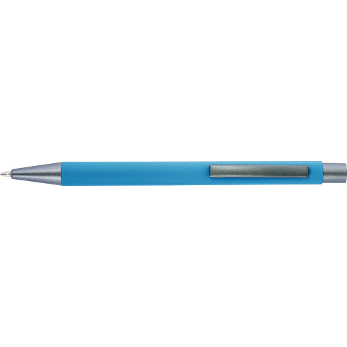 Kugelschreiber Mit Softtouch-Oberfläche Und Glanzgravur Emmett , hellblau, Aluminium, Metall, Kautschuk, , Bild 1