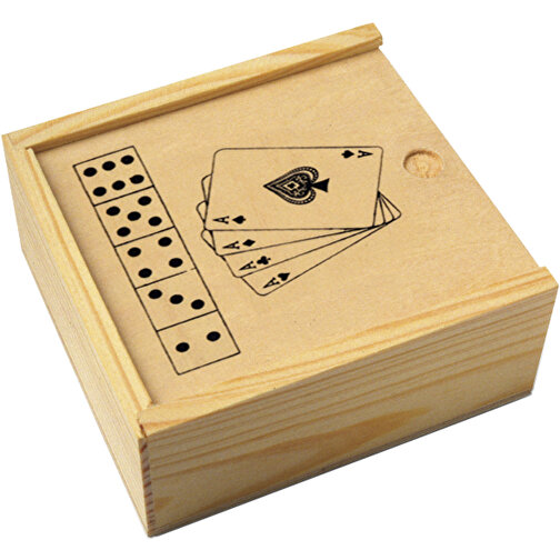 Jeu de cartes et de dés dans une boîte en bois Myriam, Image 1