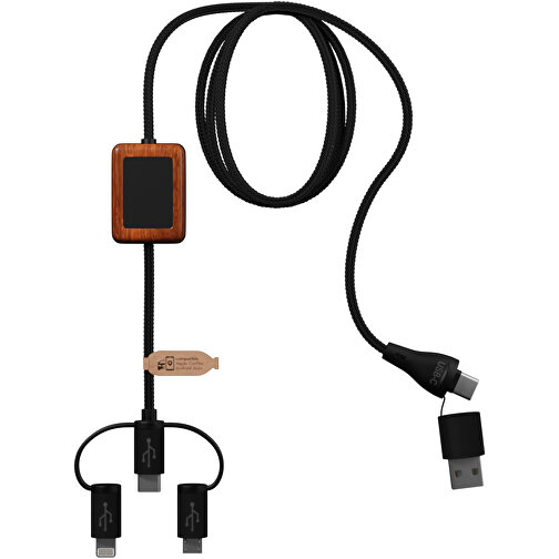 SCX.design C46 5-in-1 CarPlay-Kabel Mit Leuchtlogo , schwarz, Recycelter PET Kunststoff, Holz, 17,50cm x 5,50cm (Länge x Breite), Bild 3