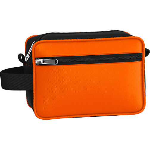 Kosmetiktasche Nova , orange / schwarz, Sublimation-fabric 200g - Polyester (PU), 16,00cm x 8,00cm x 23,00cm (Länge x Höhe x Breite), Bild 1