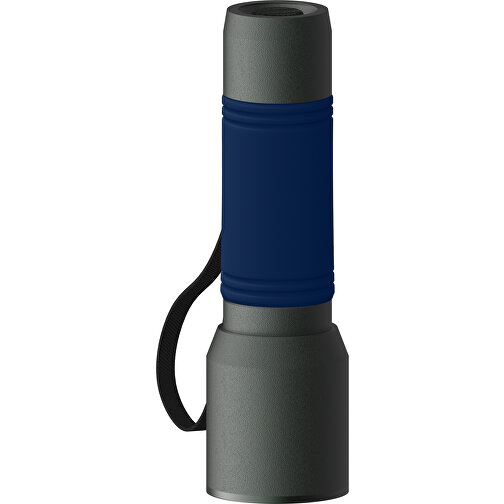 Taschenlampe REEVES-myFLASH 300 , dunkelgrau / dunkelblau, recyceltes Aluminium, Silikon, 13,00cm x 2,90cm x 3,60cm (Länge x Höhe x Breite), Bild 1
