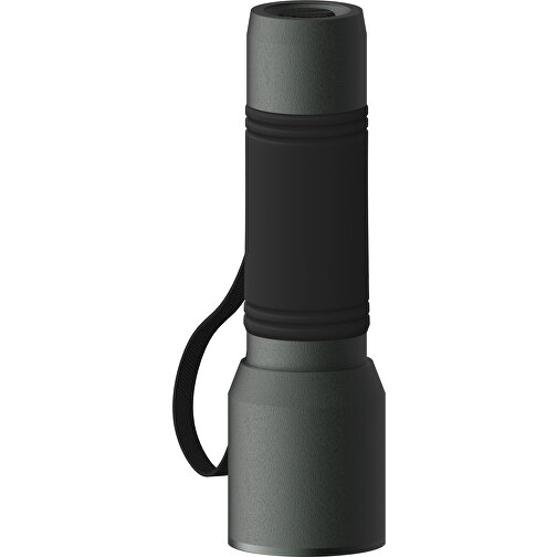 Taschenlampe REEVES-myFLASH 300 , dunkelgrau / schwarz, recyceltes Aluminium, Silikon, 13,00cm x 2,90cm x 3,60cm (Länge x Höhe x Breite), Bild 1