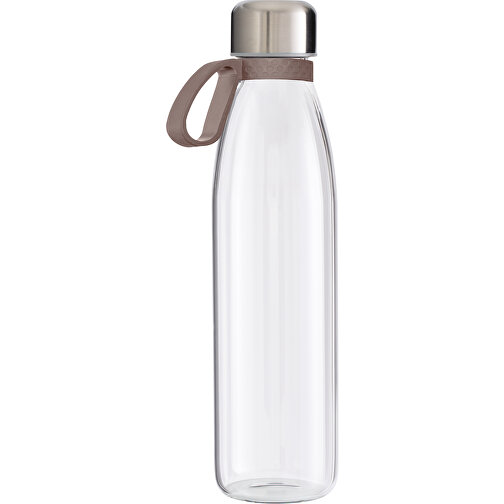 Trinkflasche RETUMBLER-TOULON GLASS , transparent / braun, Glas, Silikon, recycelter Edelstahl, recyceltes Polypropylen, 26,00cm x 6,90cm x 6,90cm (Länge x Höhe x Breite), Bild 1