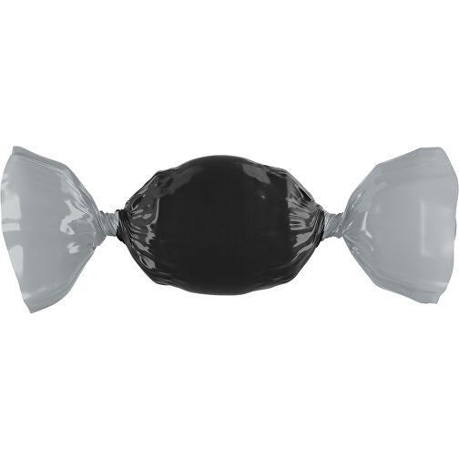 Bonbon Wickler Bontastisch , schwarz / silber, Wickler aus kompostierbarer Folie, 1,00cm x 2,00cm x 7,00cm (Länge x Höhe x Breite), Bild 1