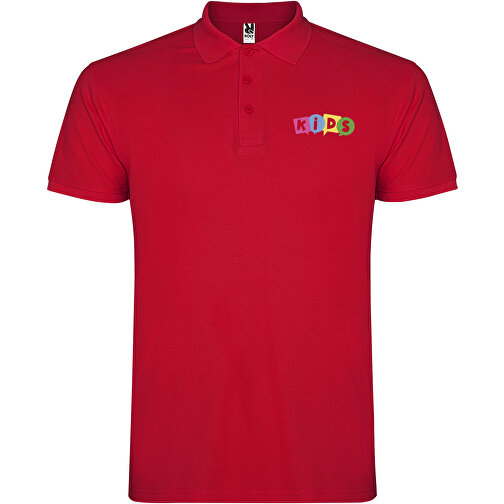 Star Poloshirt Für Kinder , rot, Piqué Strick 100% Baumwolle, 200 g/m2, 7/8, , Bild 2