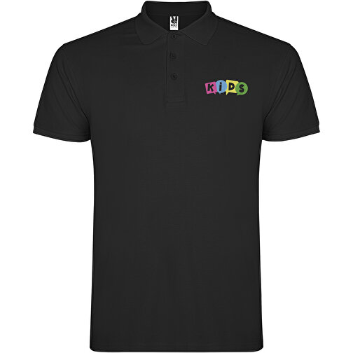 Star Poloshirt Für Kinder , schwarz, Piqué Strick 100% Baumwolle, 200 g/m2, 11/12, , Bild 2